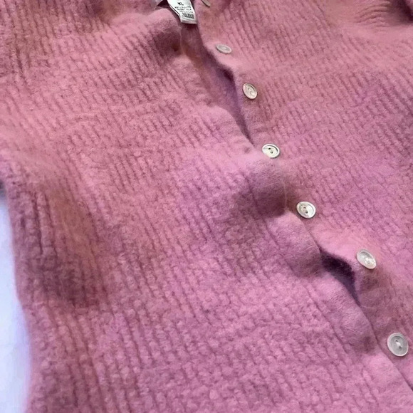 Katherine Kelly Angora Button Front Cardigan Sweater pink girls Large soft warm - Picture 3 of 7